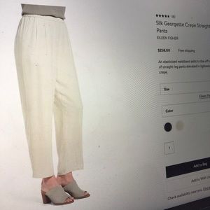 Eileen Fisher- Silk Straight Ankle Pants - small